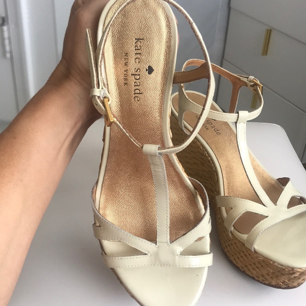 Kate spade white gold wedge